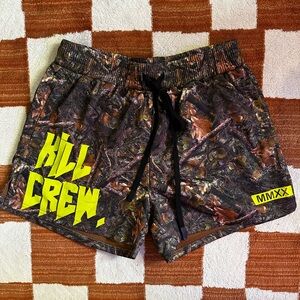 MUAY THAI SHORTS (MID THIGH CUT) - CAMO / GREEN